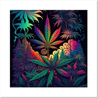 Psychedelic Weed Leaf Posters and Art